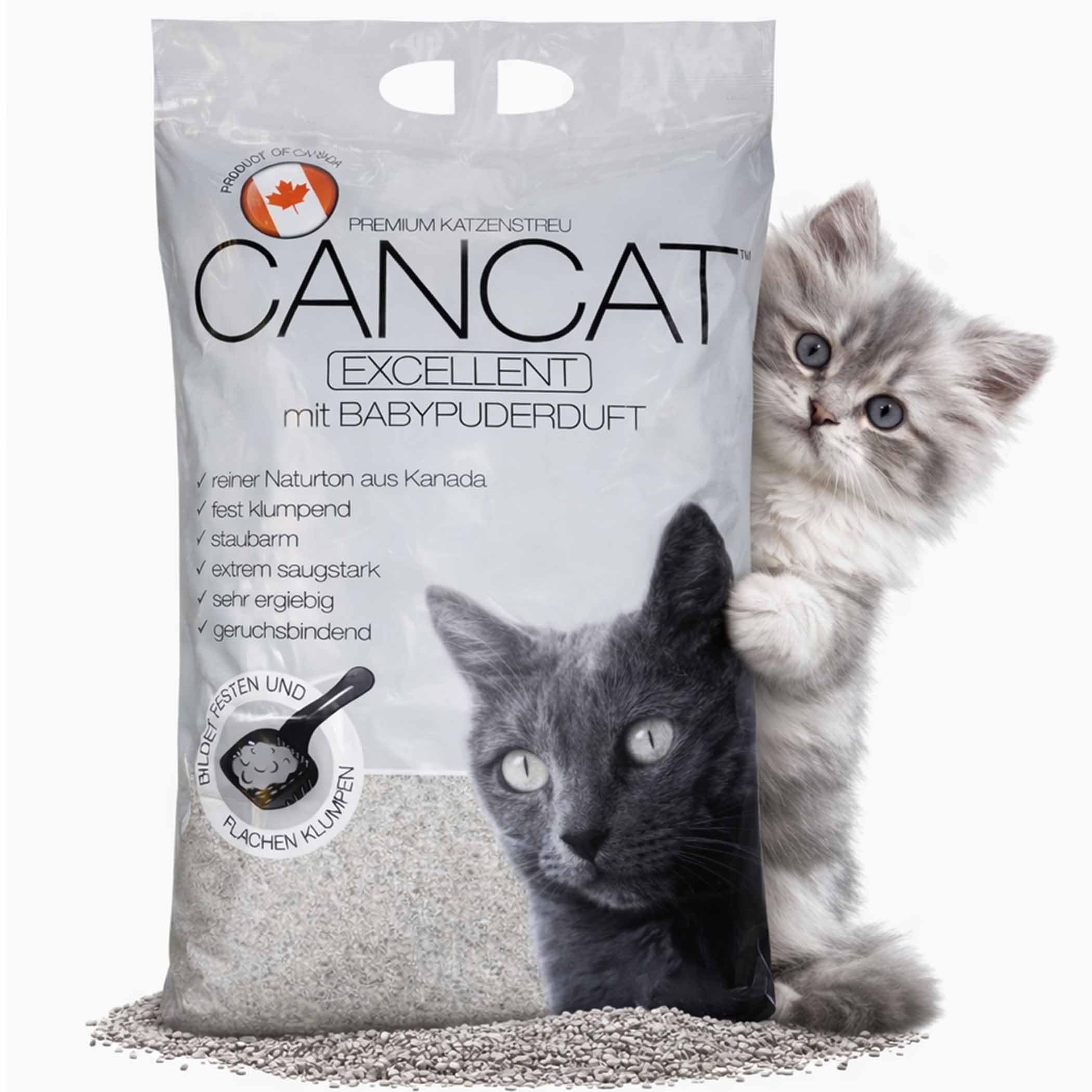 2x15 kg CANCAT Excellent kanadische Premium Katzenstreu Klumpstreu Babypuderduft