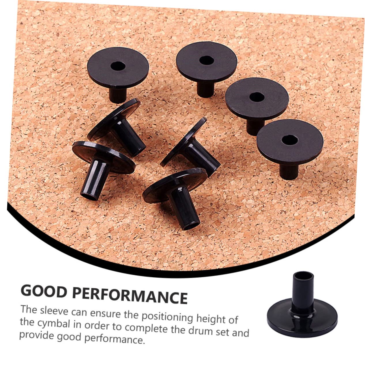 FAVOMOTO 8-pack Black Plastic Seat Drum Cymbal Accessories Set Drum Part Replacement Sleeve for Cymbal Stands