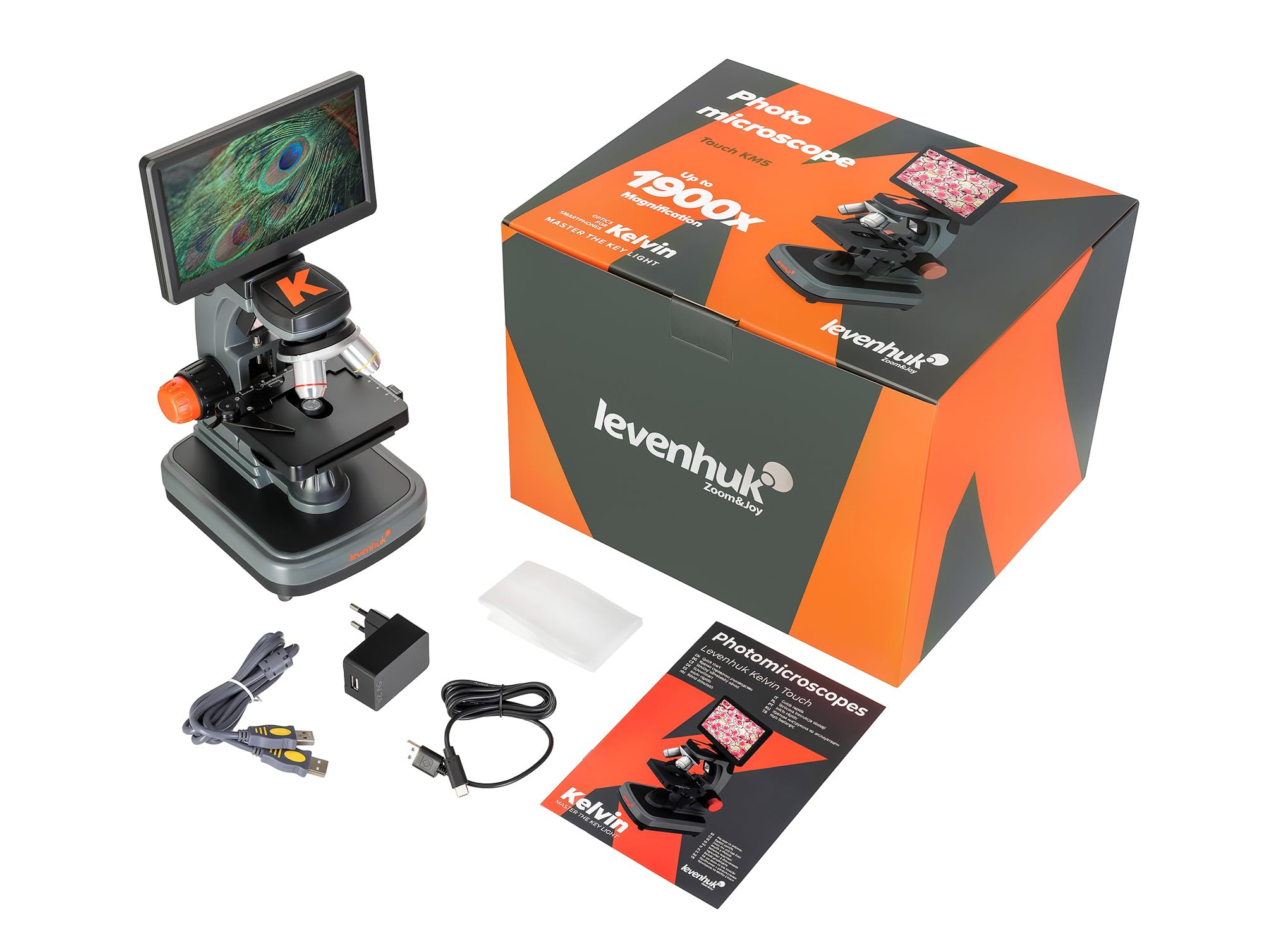 Levenhuk Kelvin Touch KM5 Fotomicroscopio, Microscopio Digital 50x-1900x Aumento Pantalla Táctil LCD 7", para Adultos y Estudiantes, Luces LED Platina Mecánica, Foto 2K Vídeo Full HD, Tarjeta 16GB | Aumento Pantalla Táctil LCD 7", para Adultos y Estudiant
