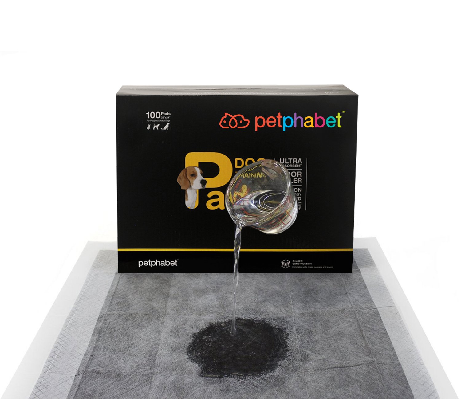 Petphabet Puppy Dog Training Potty Pads Absorbent Pet Pee Pads for Puppy Housebreaking (100 Pack, 22"x23")