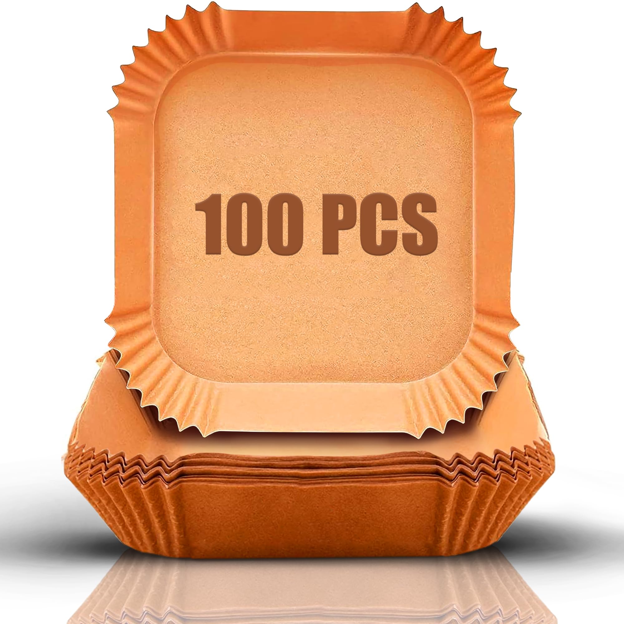 CastleG, Square Air Fryer Paper Liners - 100 Pcs Air Fryer Paper 20 cm | 7.9 Inch Non Stick Air Fryer Disposable Paper Liner | Air Fryer Liner | Air Fryer Paper Square | Parchment Paper for Air Fryer