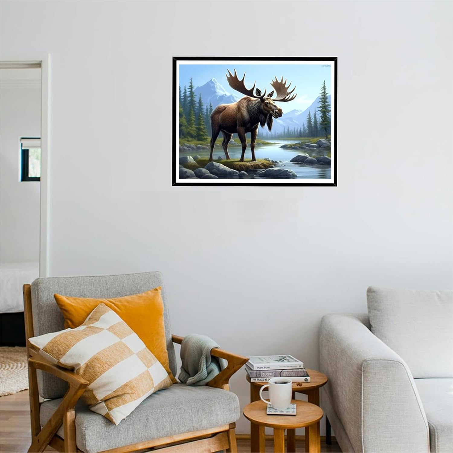 IPISSOI Animal Deer Diamond Painting Kits Modern Moose for Adults Beginner, Diamond Art Paint by 5D Full Round Drill Gem DIY Craft for Home Wall Decor Gift 12x16in/30x40cm