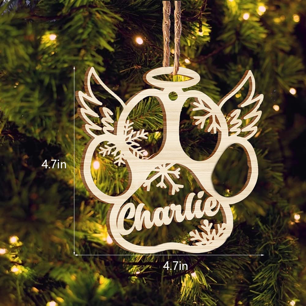 Personalized Wooden Dog Paw Ornament Cat Paw Christmas Tree Ornaments Custom Pet Name Christmas Decorations (#02, Dog paw)