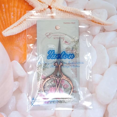 Miniatura 8 de yueton Tijeras de bordado de costura con mango de ángulo de esquina de plumaje vintage (cobre)