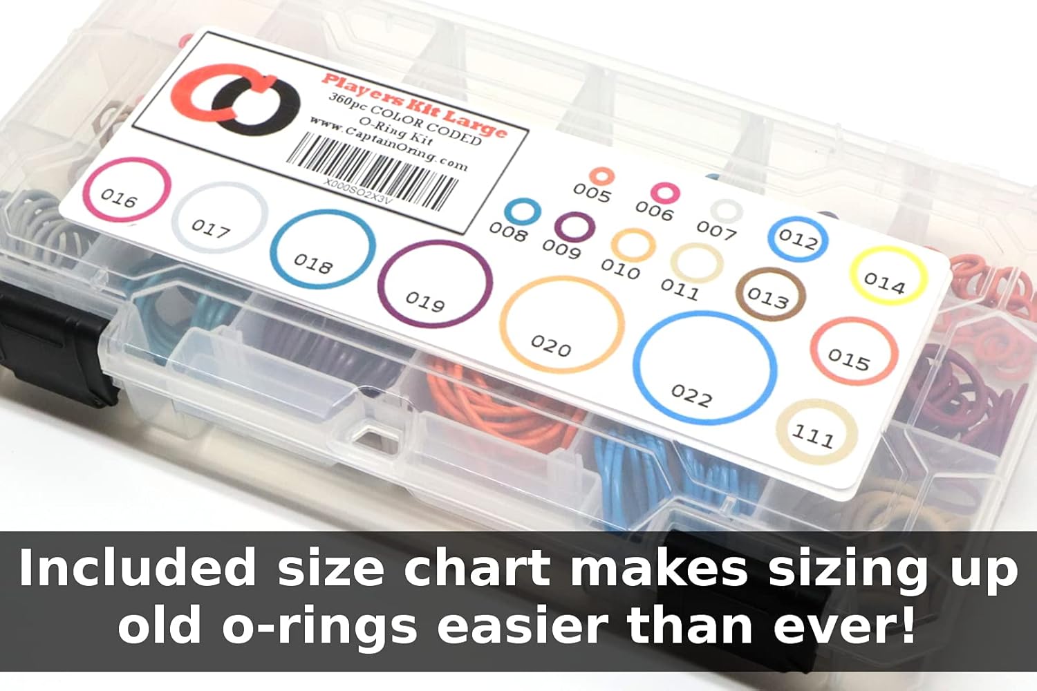 Color Coded Master Paintball ORing Kit 18 Sizes, 360 Orings in