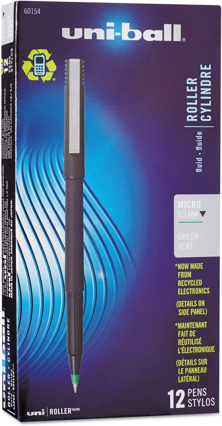 uniball Roller Rollerball, Stick Roller Ball Pen Micro0.5mm, 12 Pack