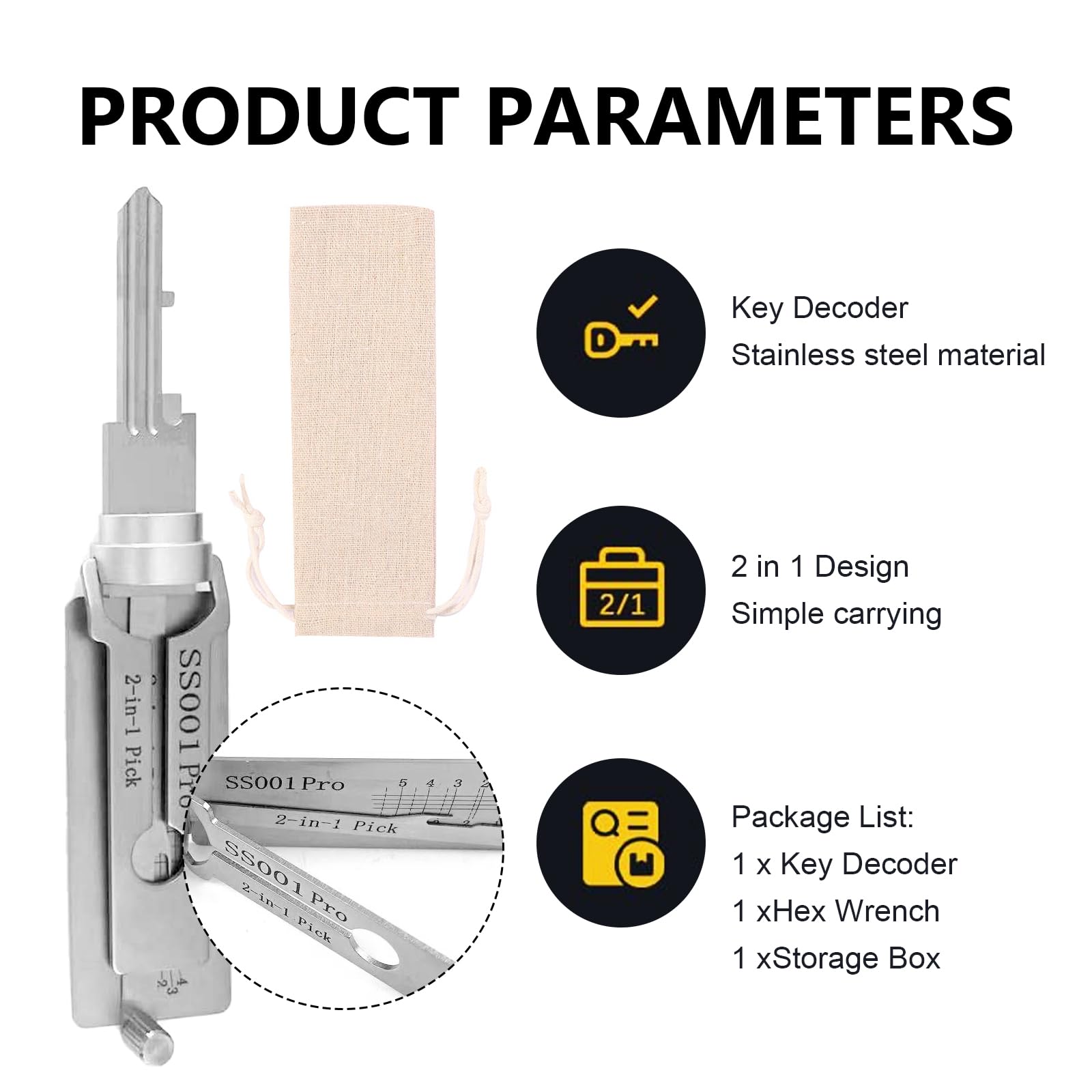 Kit Decodificatore E Plettro 2 In 1 In Acciaio Inox Per Serrature S-Slot – Strumento Di Precisione Per Fabbri Professionisti