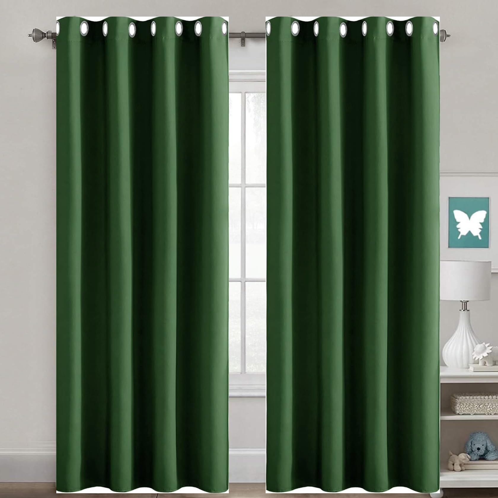 Rideaux occultants et thermiques vert foncé 220x250 cm anti-froid