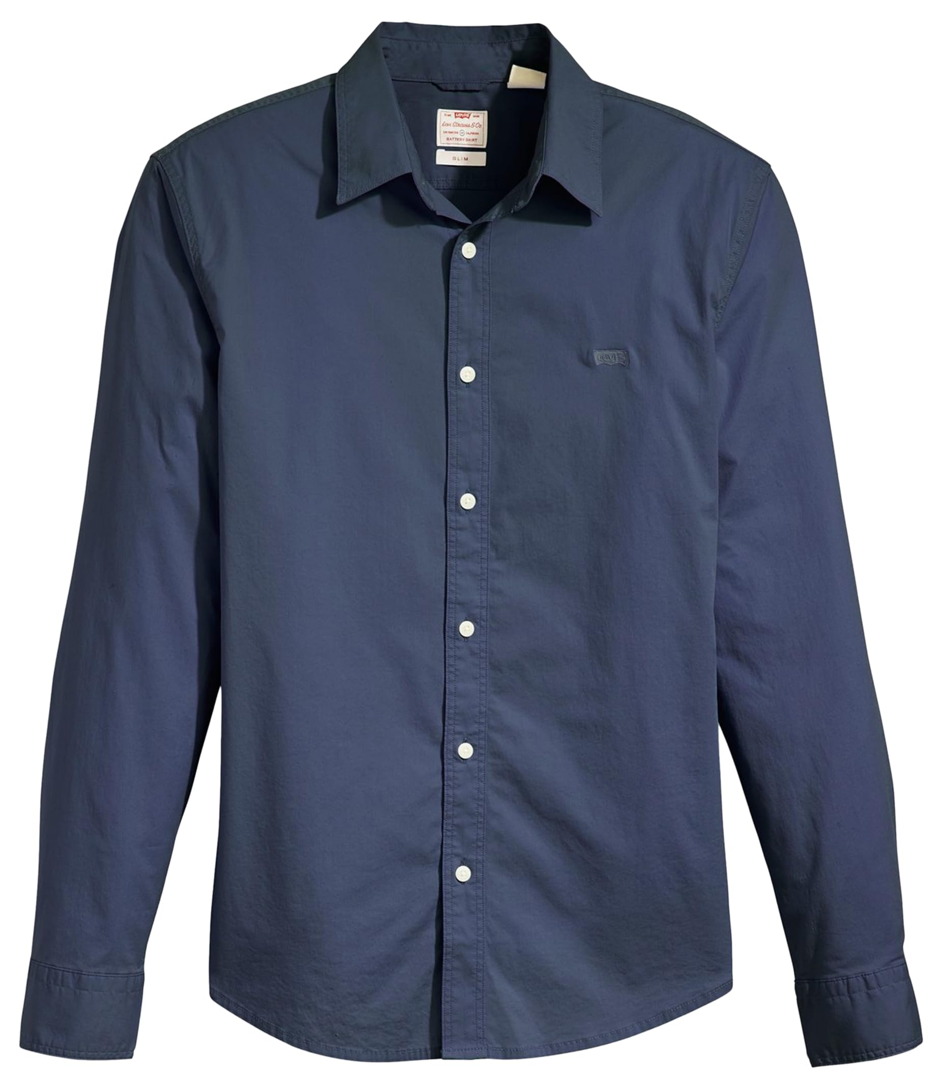 Levi's Men's Long-Sleeve Battery Housemark Slim Shirt, Naval Academy, L