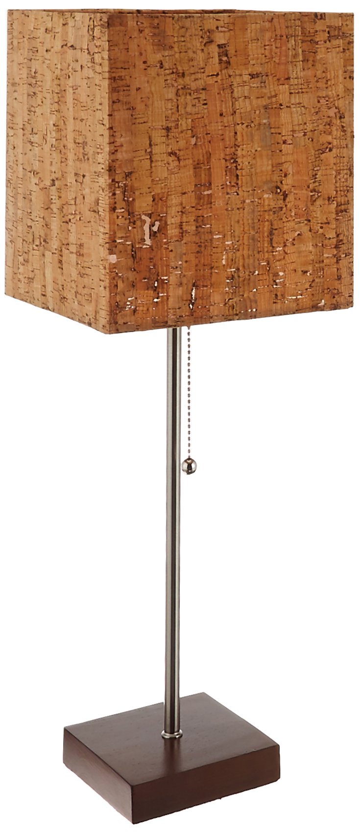 Photo 1 of Adesso 4084-15 Sedona Table Lamp, 21.5 in, 60W incandescent/13W CFL, Walnut Rubber Wood/Brushed Steel, 1 Wooden Lamp