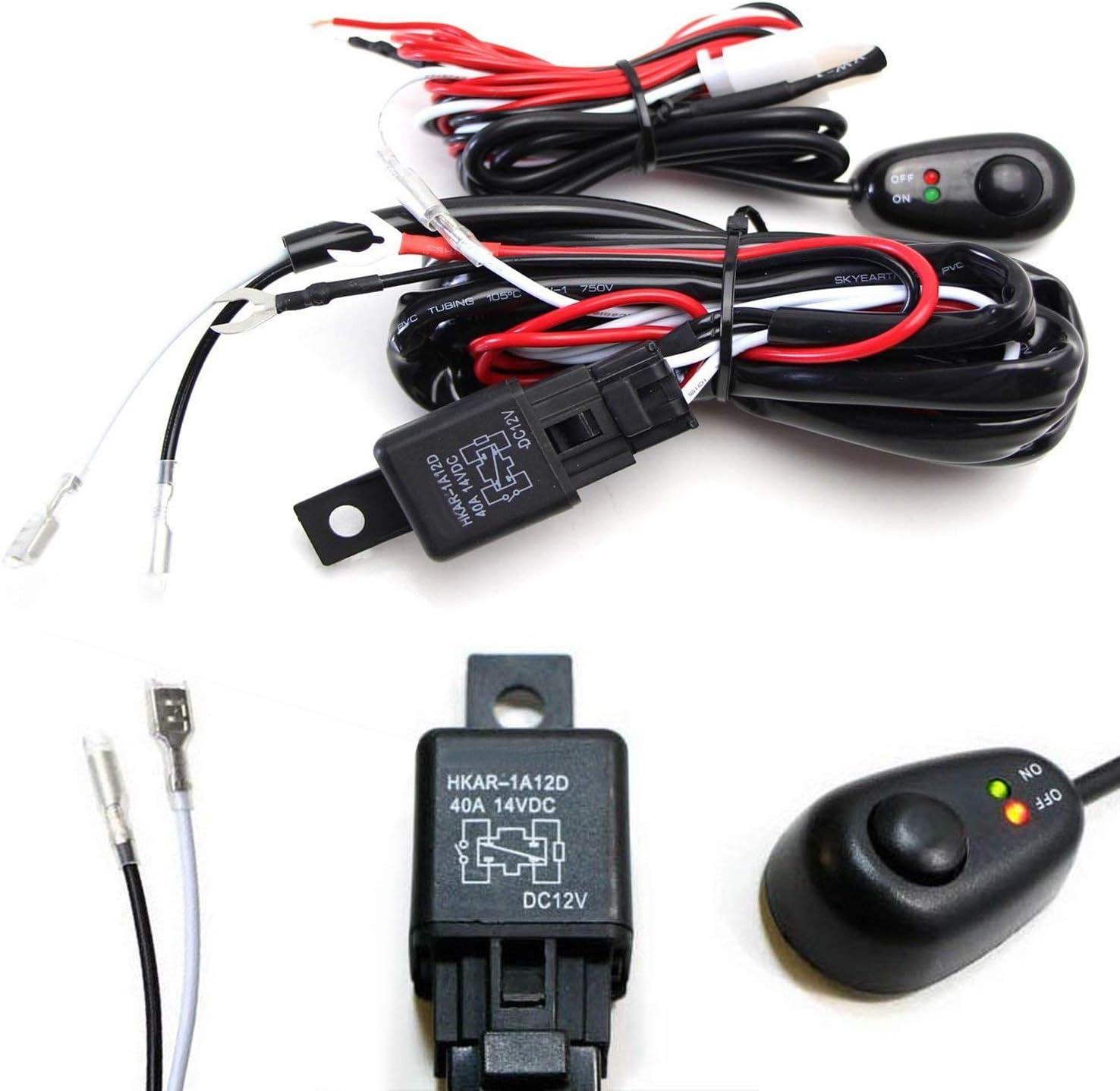 Buy iJDMTOY 1Set 6ft Long LED Light Bar Relay Wiring Harness Kit wLED