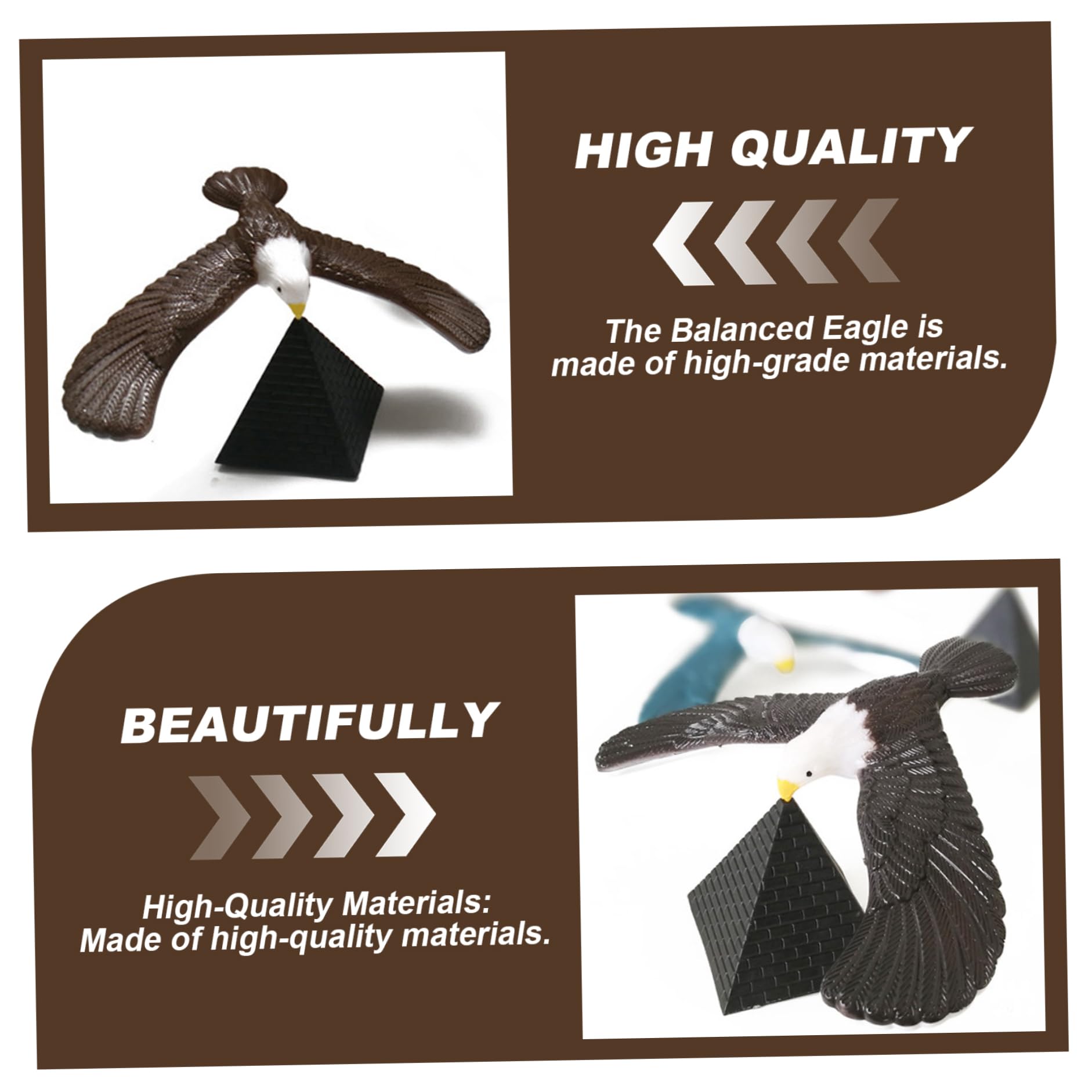 Balancing Bird Toy for Finger, Balancing Bird for Kids Cute Vivid Balance Relaxing Eagle with Pyramid Base Stress Relief 6.7in Toy for Finger Birthday, Eagle — view 3