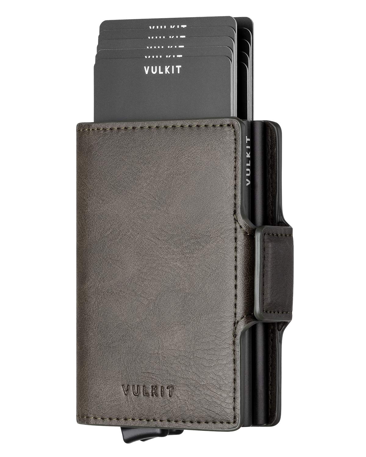 VULKITCredit Card Holder RFID Blocking Leather Automatic Pop Up Wallet Slim Money Clip Wallet Double Card Case for Men and Women