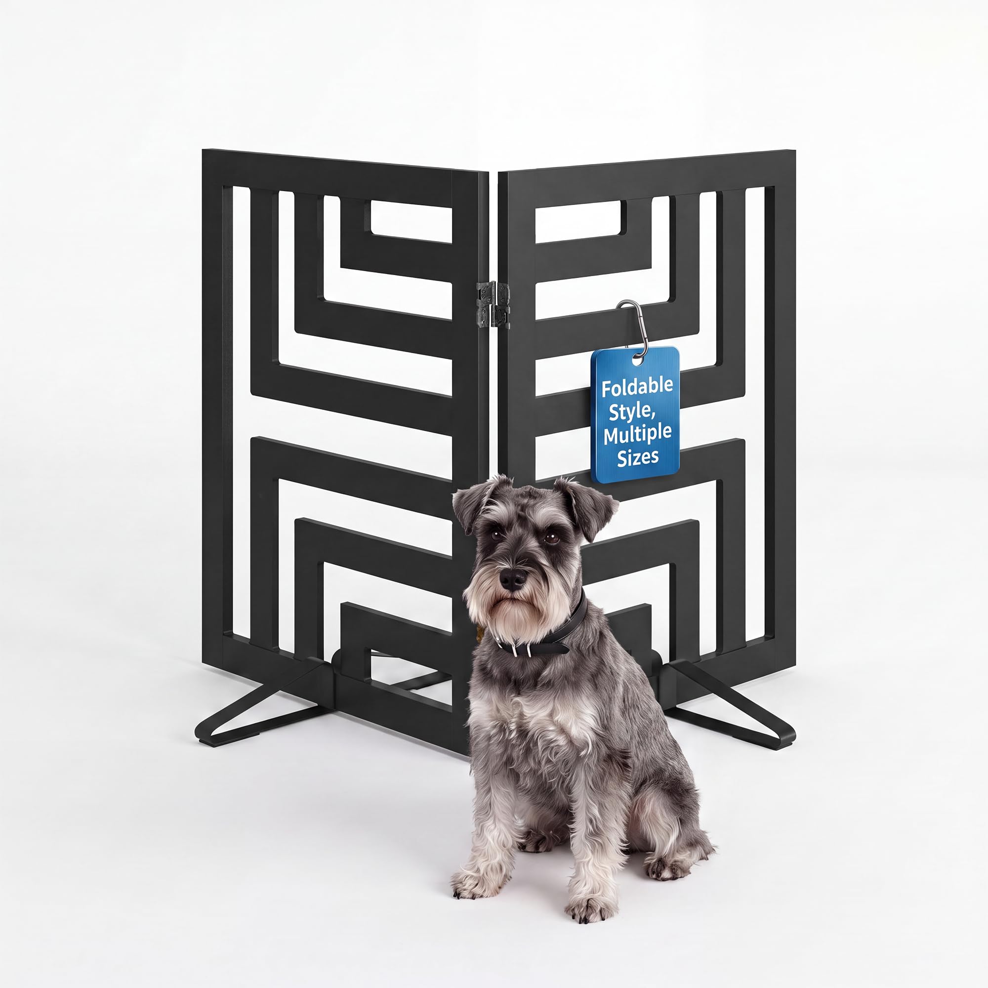 Semiocthome Dog Guard, 61cm High Foldable Freestanding Dog Gate, 2-Panel Wooden Dog Gate with a Maximum Extension of 94cm, Effectively Isolates Dangers（Square）