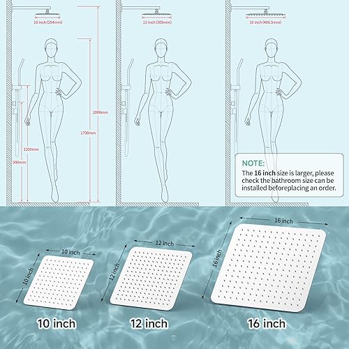Miniatura 3 de SR Sun RISE - Cabeza de regadera de 12 pulgadas de acero inoxidable 304 de acabado cepillado y níquel, alta presión de agua, ultradelgada, ahorra