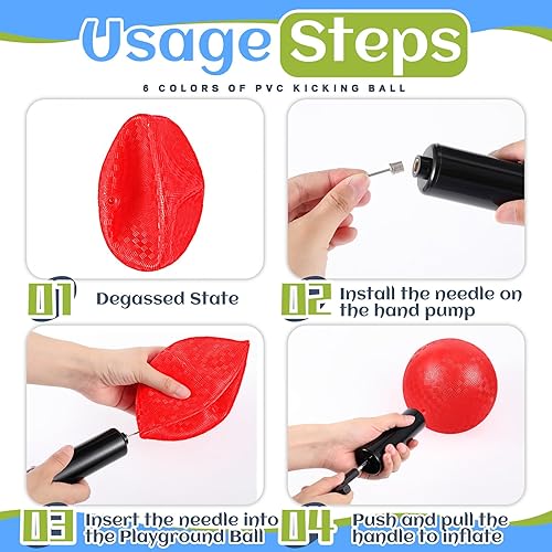 Miniatura 3 de Hiboom 12 bolas de patio de juegos de 5 pulgadas, bolas inflables para niños pequeños al aire libre con 1 bomba de mano para niños y adultos, yoga,