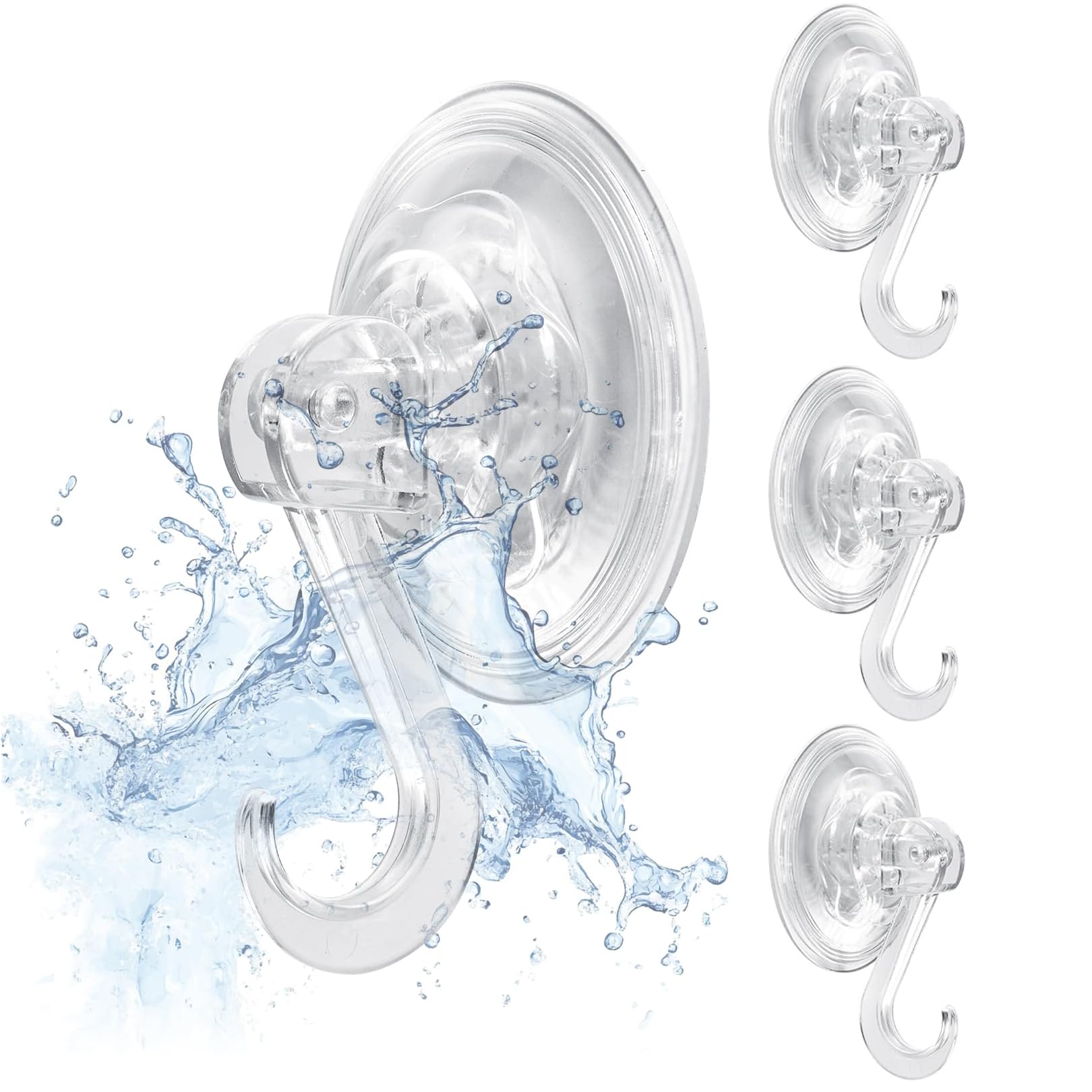 HeartSync Suction Hooks 4 Packs,Strong Vacuum Cup Hangers for Front Door Wreaths,Bathroom Window & Glass,Clear and Reusable,3KG Hold Capacity