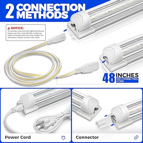 Miniatura 9 de Barrina Luces de crecimiento, 2 pies 5000 K blancas de espectro completo lámparas de cultivo de plantas, 144 W (6 x 24 W, equivalente a 800 W),