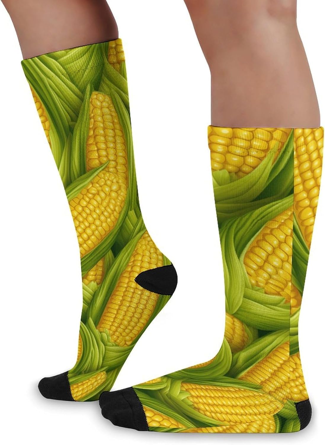 Corn Food Knee High Socks Athletic Long Stockings Sport Casual Crew Tube Sock Boot 46cm