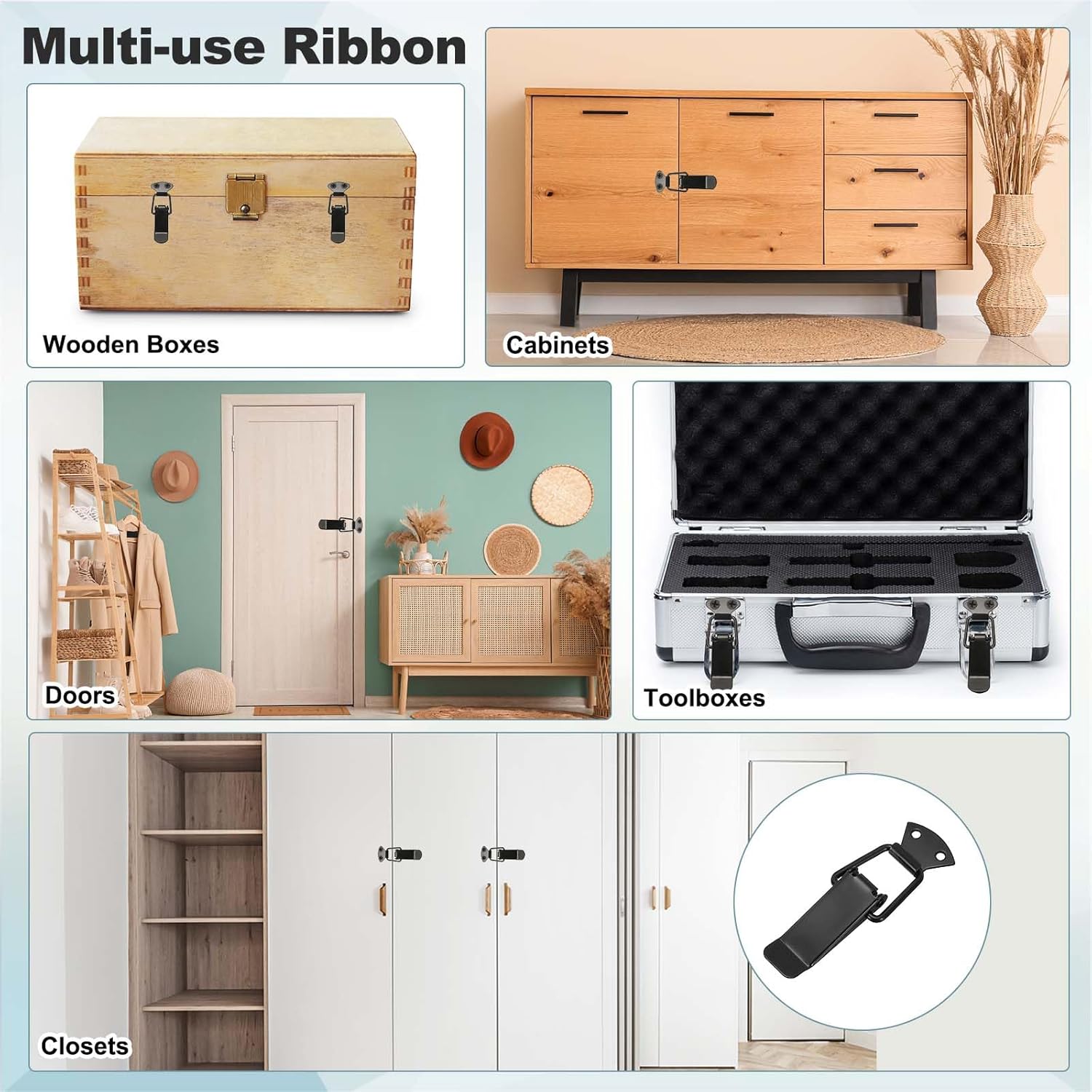 PATIKIL 4Pcs Spring Loaded Toggle Latch, (4.17" x 1.57", Black) Heavy Duty Alloy Steel Clasp Buckle Latch with Screws, Suit for Tool Box/Wooden Case/Aviation Case