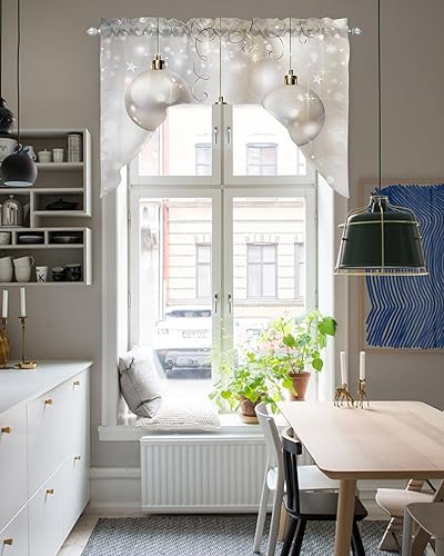Miniatura 5 de Jolunifun Cortinas de Navidad, cenefa de cocina, cenefa con dobladillo para barra, paneles de cortina para dormitorio, sala de estar, baño,