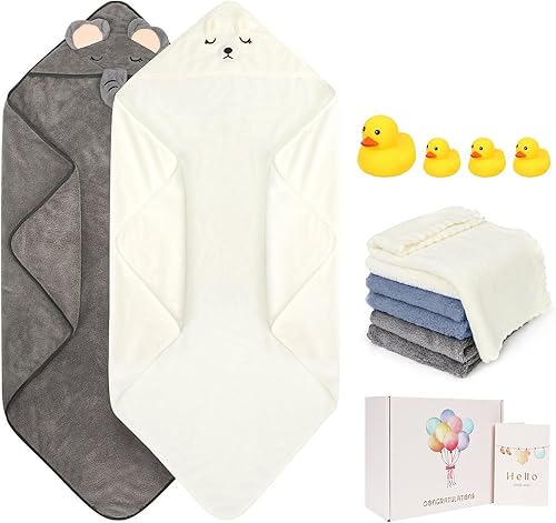 Toallas de baño para bebés con capucha para niños recién nacidos, niñas, toalla de ducha ultra suave, regalo para bebés y niños pequeños (oso,