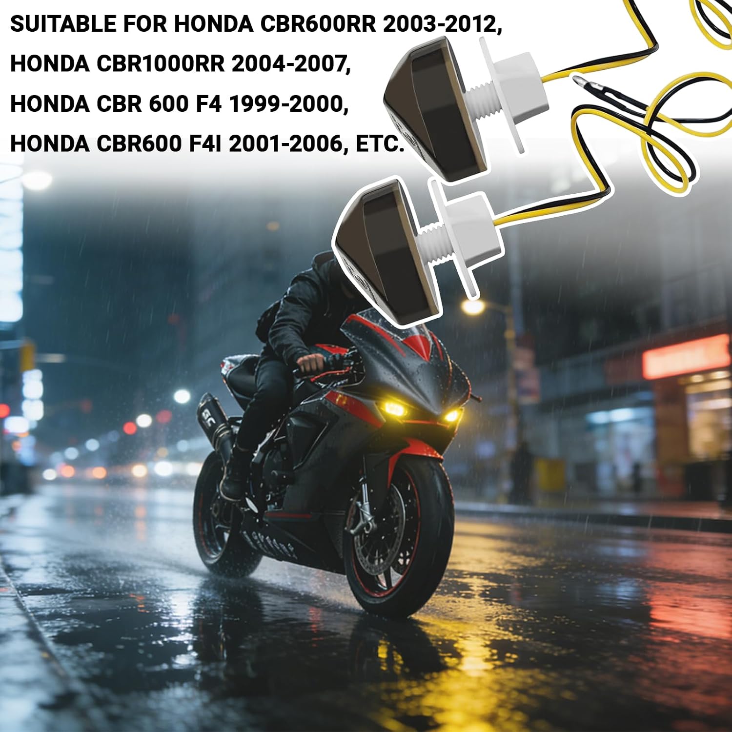 2PCS Flush Mount LED Turn Signals for Honda Motorcycles, Universal 12V Motorcycle Front Indicators Lights Compatible with Honda CBR1000RR CBR600RR CBR 600 F4i CBR900 CBR919