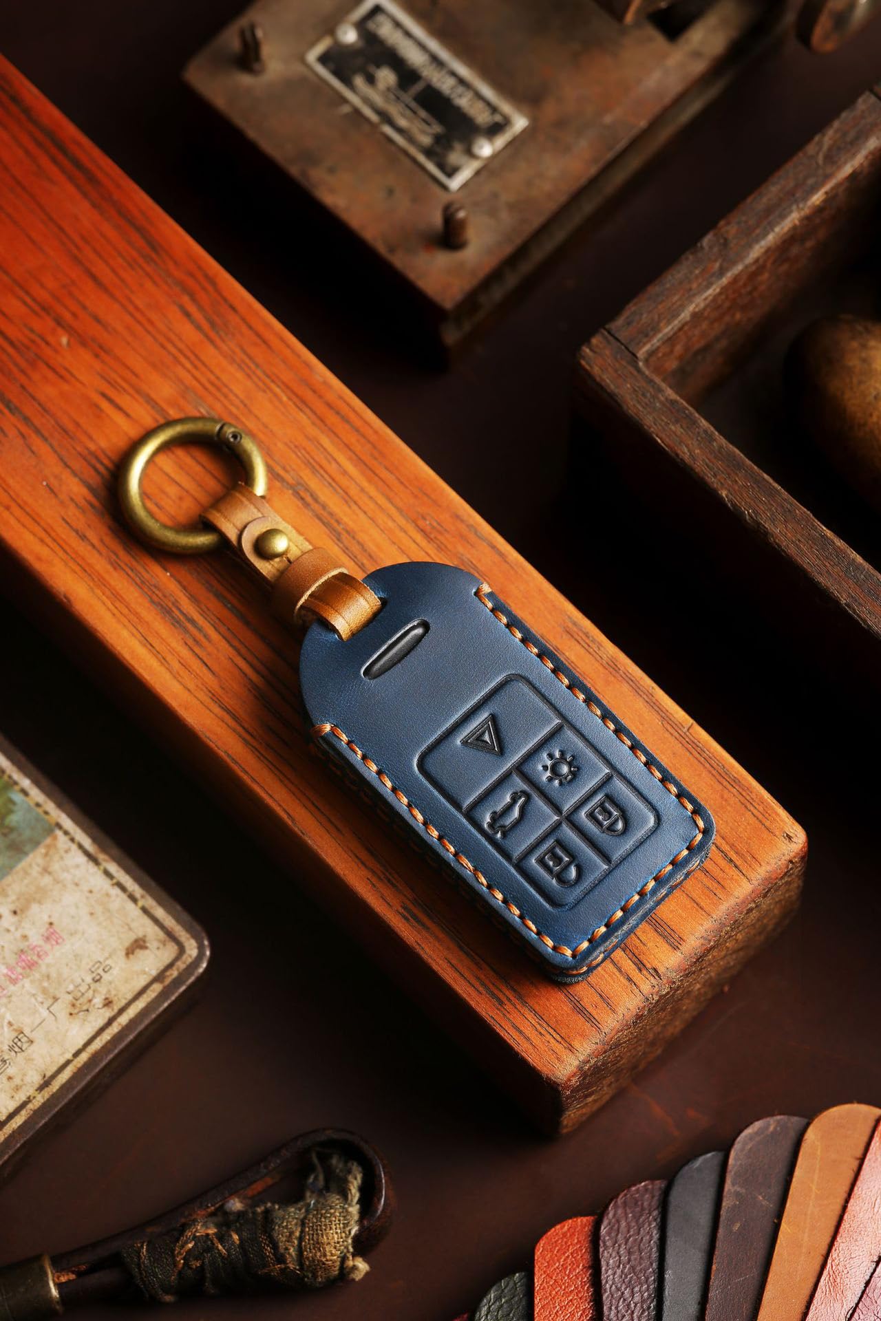 KUNIO Leather Key Case For Volvo XC60, XC90, XC40, S60, V90 & More – Protective Cover With Key Ring, Easy Install