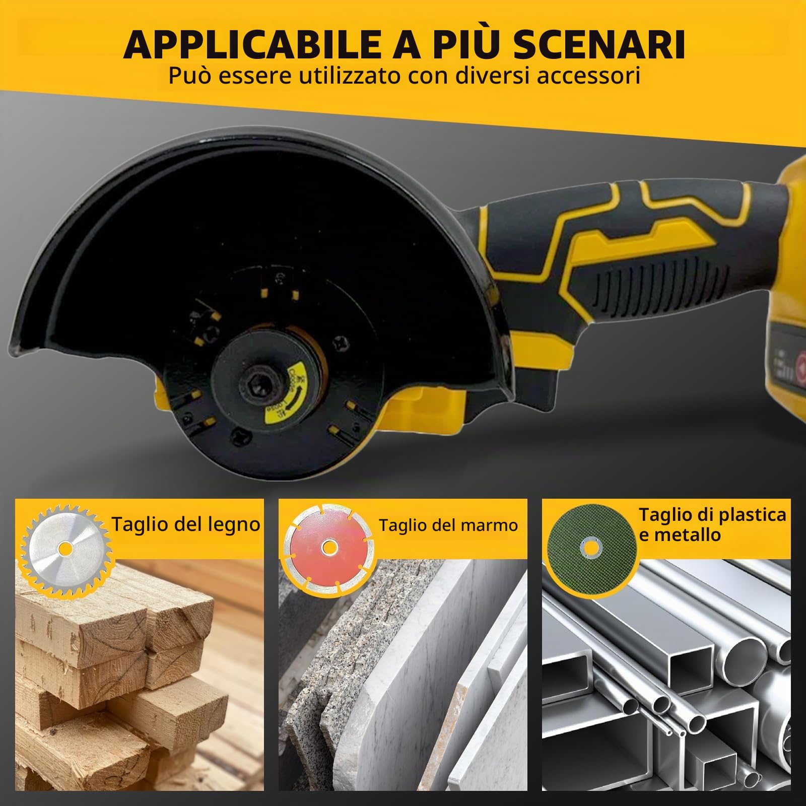 Smerigliatrice angolare a batteria compatibile con batterie DeWalt da 20 V, 12000 giri/min, mini smerigliatrice angolare a batteria con 6 dischi abrasivi da 10,2 cm, 2 dischi da taglio, per metallo