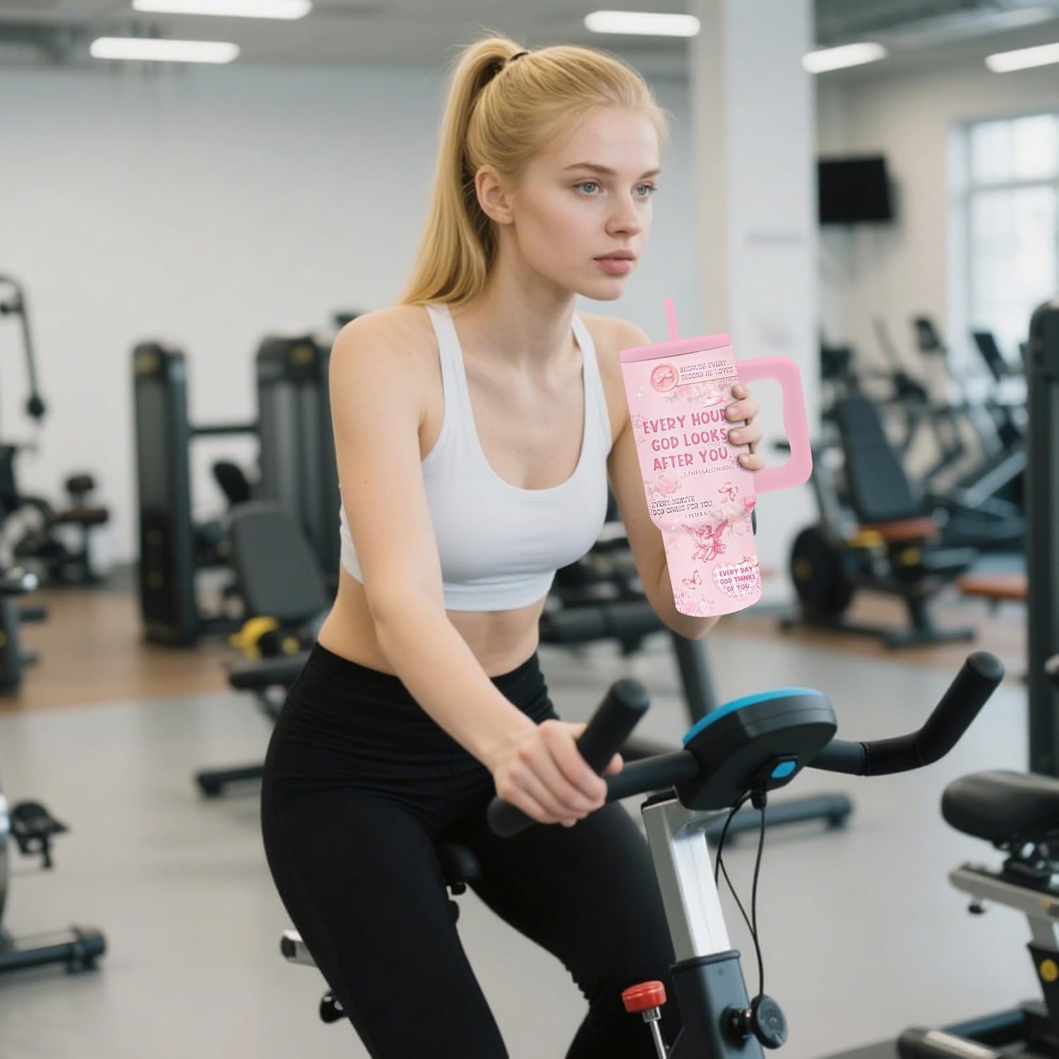 Christian Gifts for Women - 24oz Pink Bible Verse Cup with Handle, Inspirational Religious Tumbler, Insulated Stainless Steel Travel Coffee Mug, Christmas Birthday Gifts for Women Girls - Image 8