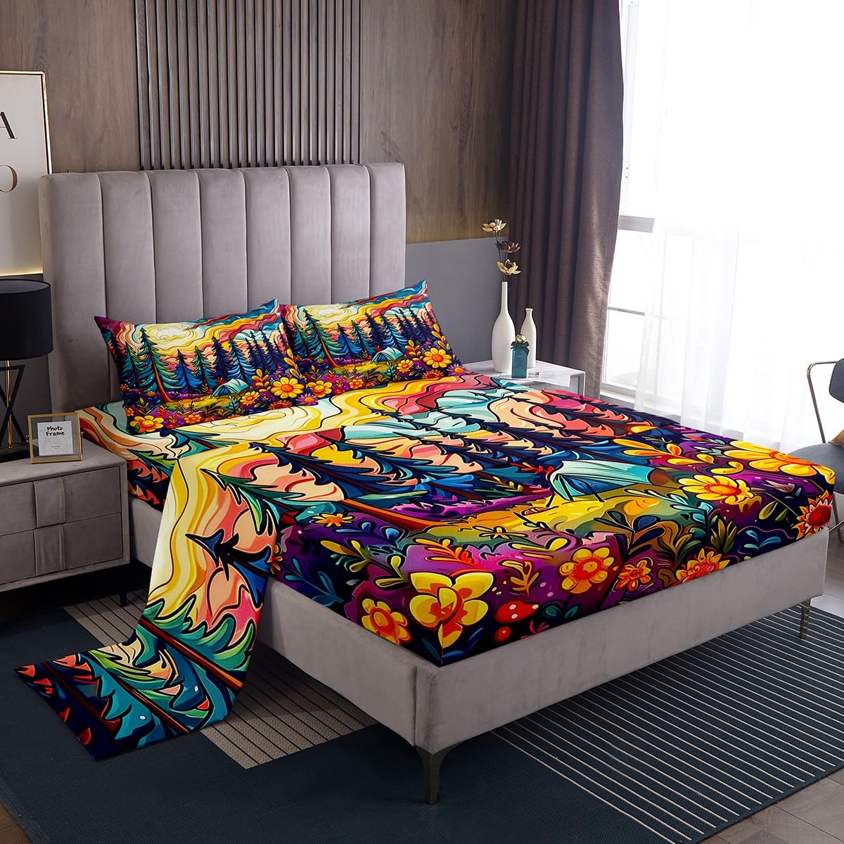 Amazon.com: Camping Tent Bed Sheet Set King Size Colorful Wild