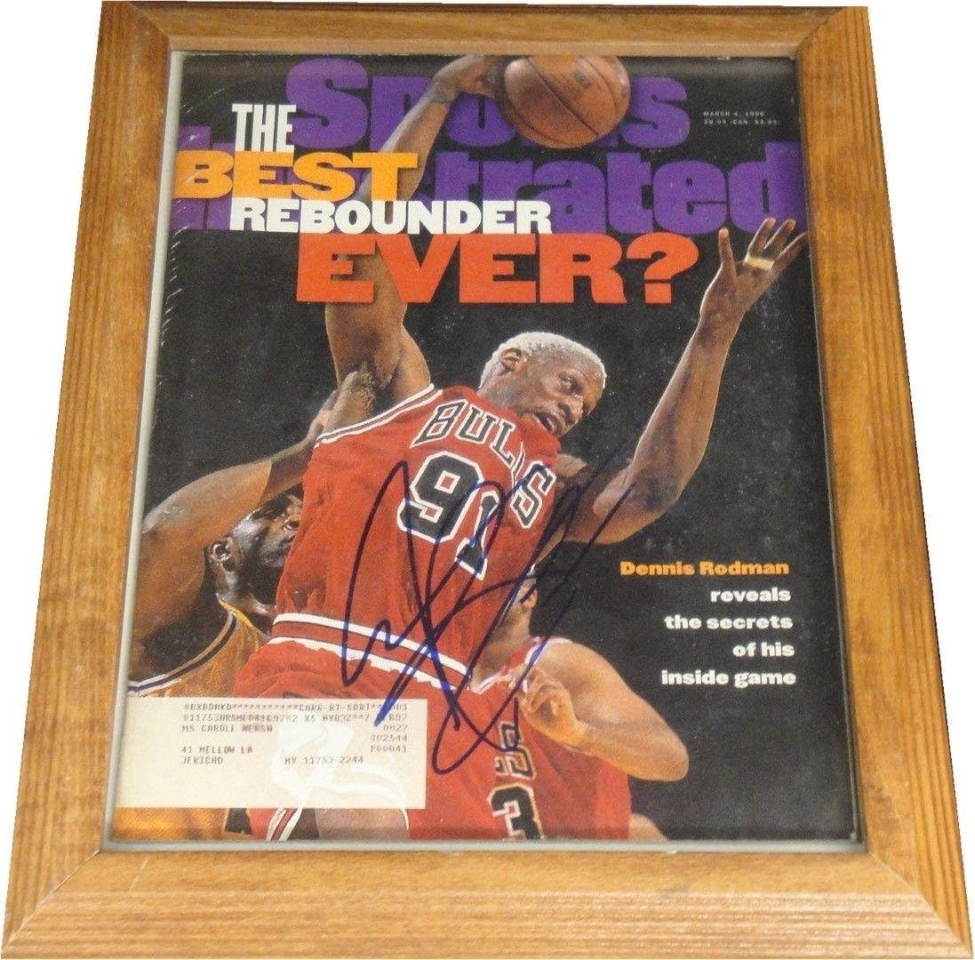 Rodman Magazines Dennis Rodman Hand Signed Framed Sports Illustrated Magazine COA Bulls ...