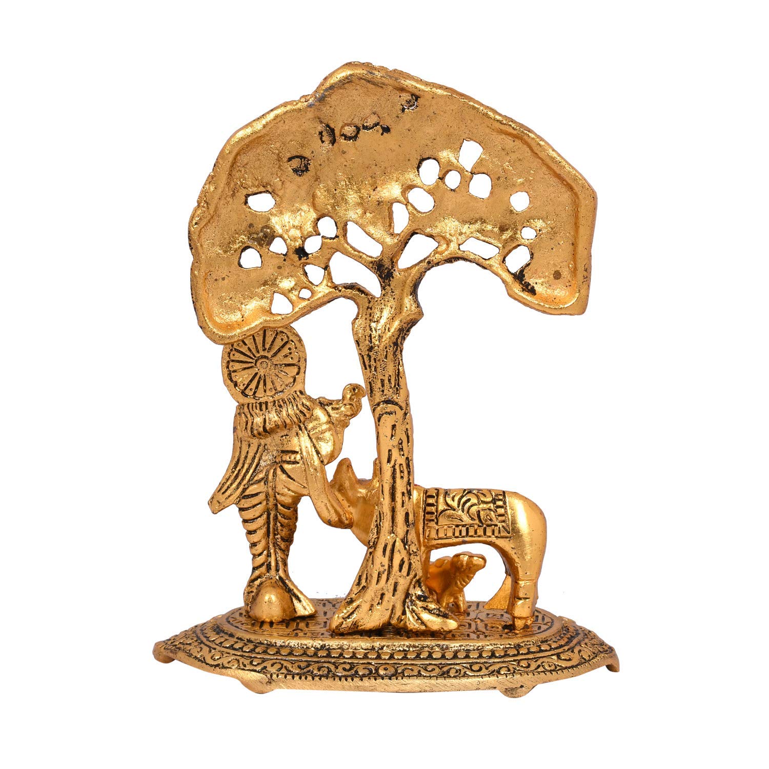 Collectible India Metal Krishna Idol Murti with Kamdhenu Cow - Gold Plated Showpiece (Set of 25) - Image 8 thumbnail