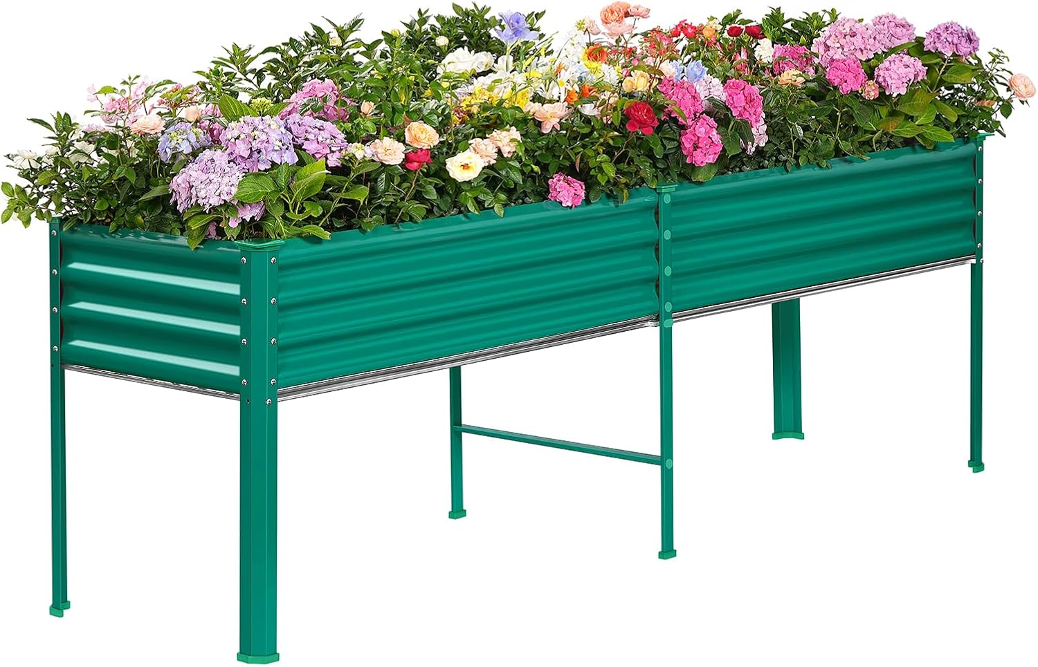 Land Guard Galvanized Raised Garden Bed with Legs, 48×24×32in Large Metal Elevated Raised Planter Box with Drainage Holes for Backyard, Patio, Balcony, 700lb Capacity