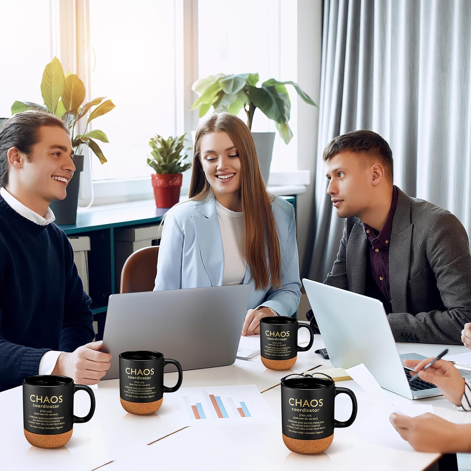 Remerry 6 Pcs Chaos Coordinator Gifts Employee Appreciation Thank You Gift Chaos Ceramic Coffee Mug for Boss Manager Coworker Teacher Administrative Assistant Supervisors Secretary Women Men (Black)