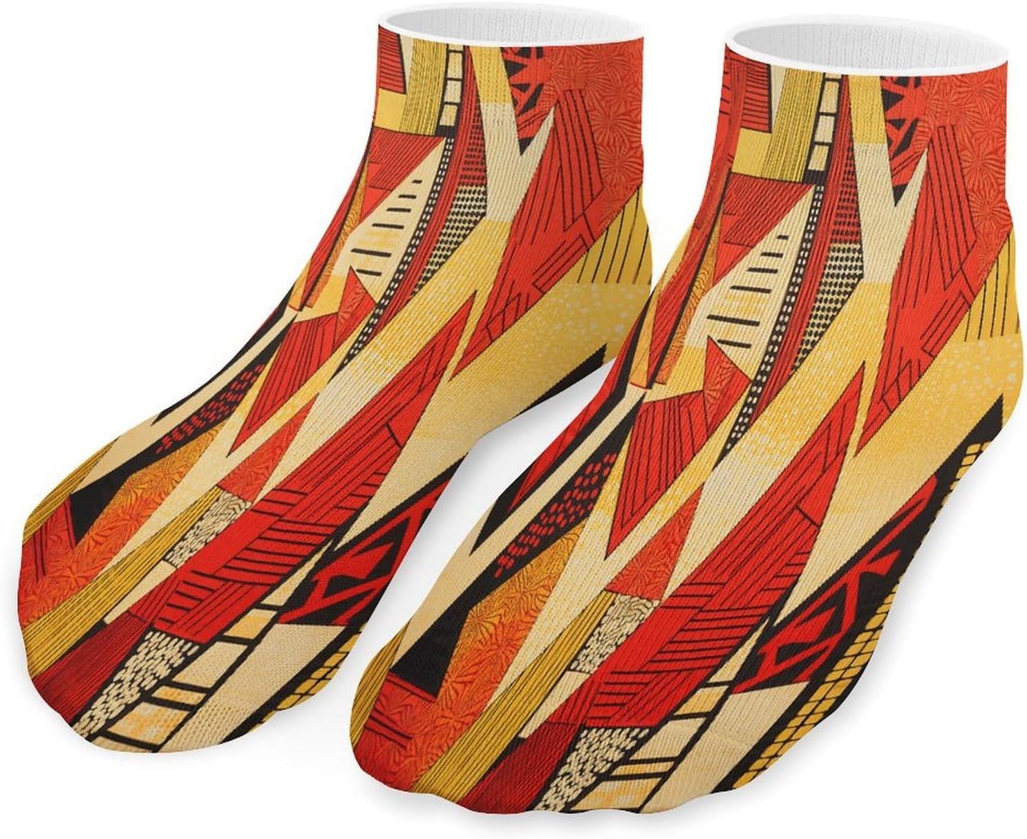 African Style Prints Ankle Sock,Cushioned Crew Socks Low Cut Compression Running Sock with Ankle Support for Men Women(5 Pairs)