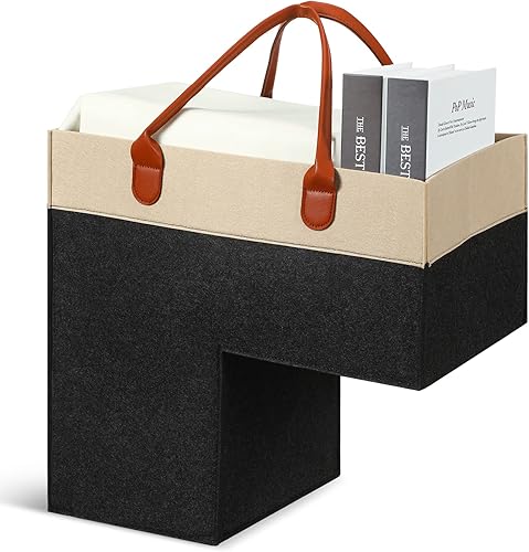 Shappy Cestas de escalera con asas y panel de soporte, cesta de fieltro de 16 pulgadas para escaleras para alfombras y madera plegable para la