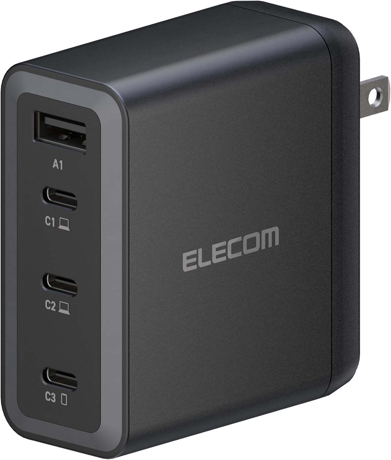 ELECOM 150W USB C Wall Charger Block, 4 Multi Port GaN II Smart PD, Ultra-Fast Charging, Compact Power Adapter for Multiple Devices, Laptops, Tablets, iPhone, iPad, Watch, Speakers, Airpods - Black