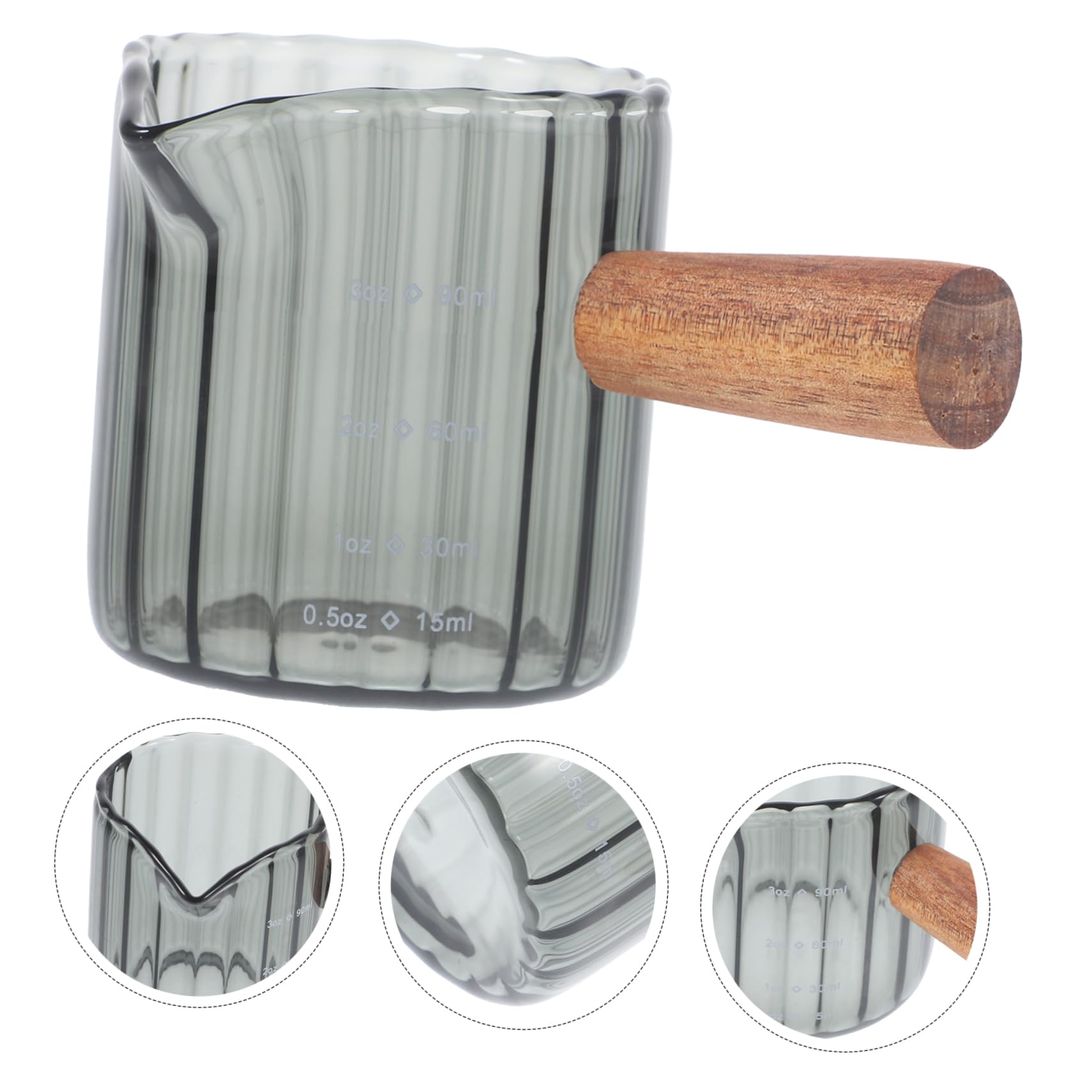 ABOOFAN 4 Piezas taza de leche pequeña taza de café taza de cafe vasos de vidrio desnatadora taza de espresso de vidrio taza medidora de expreso italiano mango de madera jarra