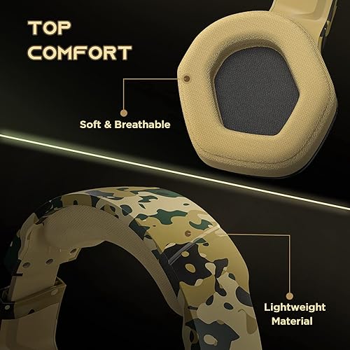 Miniatura 5 de Tatybo Gaming Headset for PS4 PS5 Xbox One Switch PC with Noise Cancelling Mic, Stereo Surround Sound PS4 Gaming Headphones - Camo