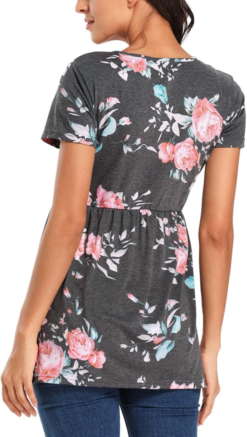 Jezero Women's Maternity Tops Short & Long Sleeve Side Ruching Round Neck Shirts - Image 4