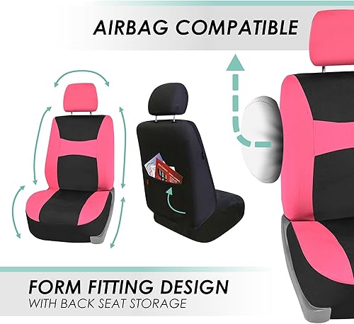 Miniatura 8 de FH Group FB030PINK115 - Fundas universales de asiento y banco rosadas, para la mayoría de los autos, vehículos todoterreno y camionetas (compatible