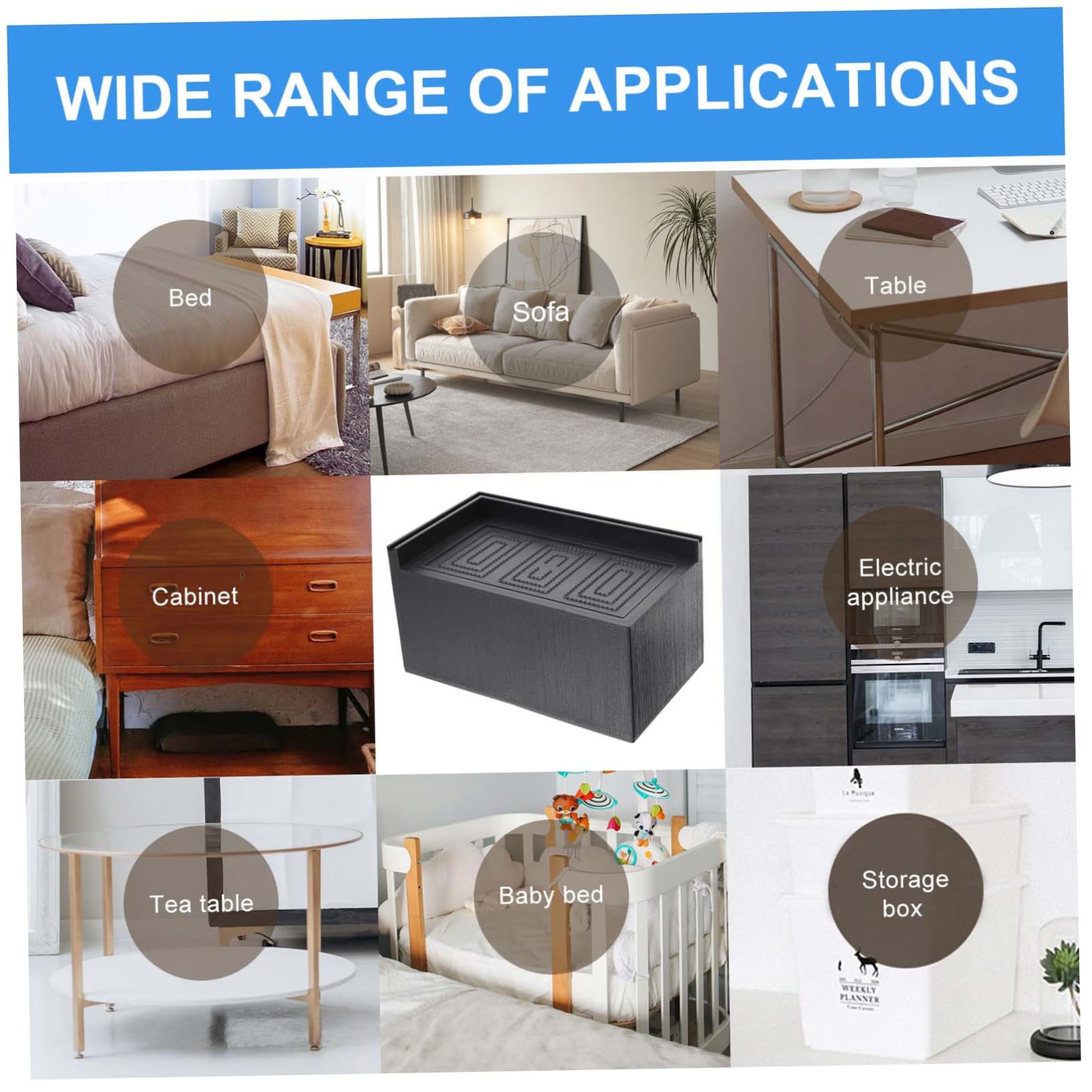 Homoyoyo 4piezas Elevadores De Cama Almohadillas para Niveladores para Sofás Sillas Camas y Armarios Superior