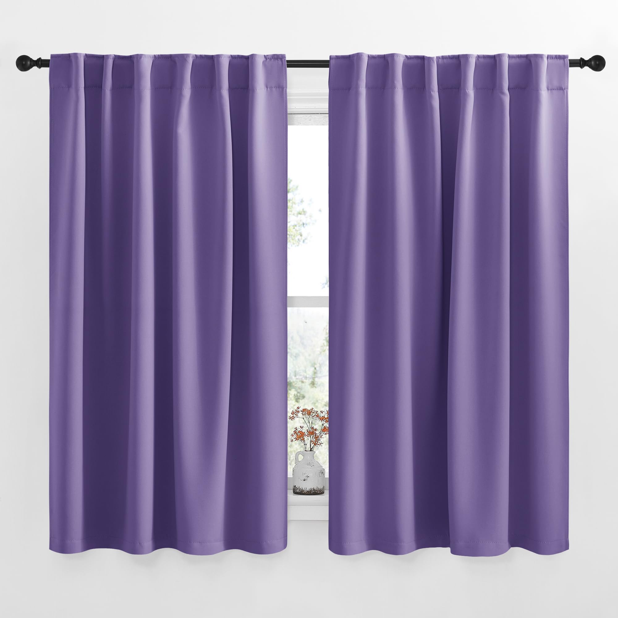 NICETOWN Blackout Curtain Panels for Living Room - (Lilac Purple Color) 52x54 inch, 2 Panels Set, Room Darkening Blackout Drapes for Window
