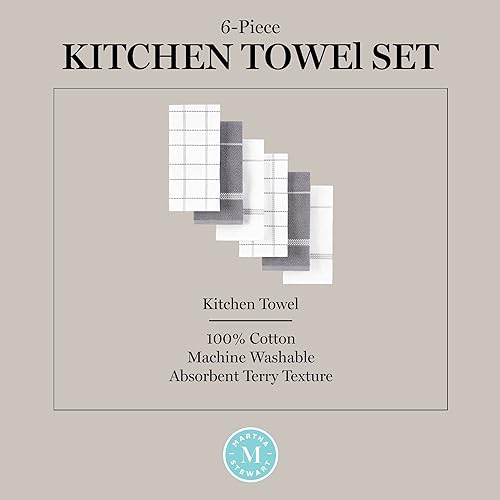 Miniatura 6 de MARTHA STEWART Modern Waffle - Juego de 6 toallas de cocina, color gris, 16 x 28 pulgadas