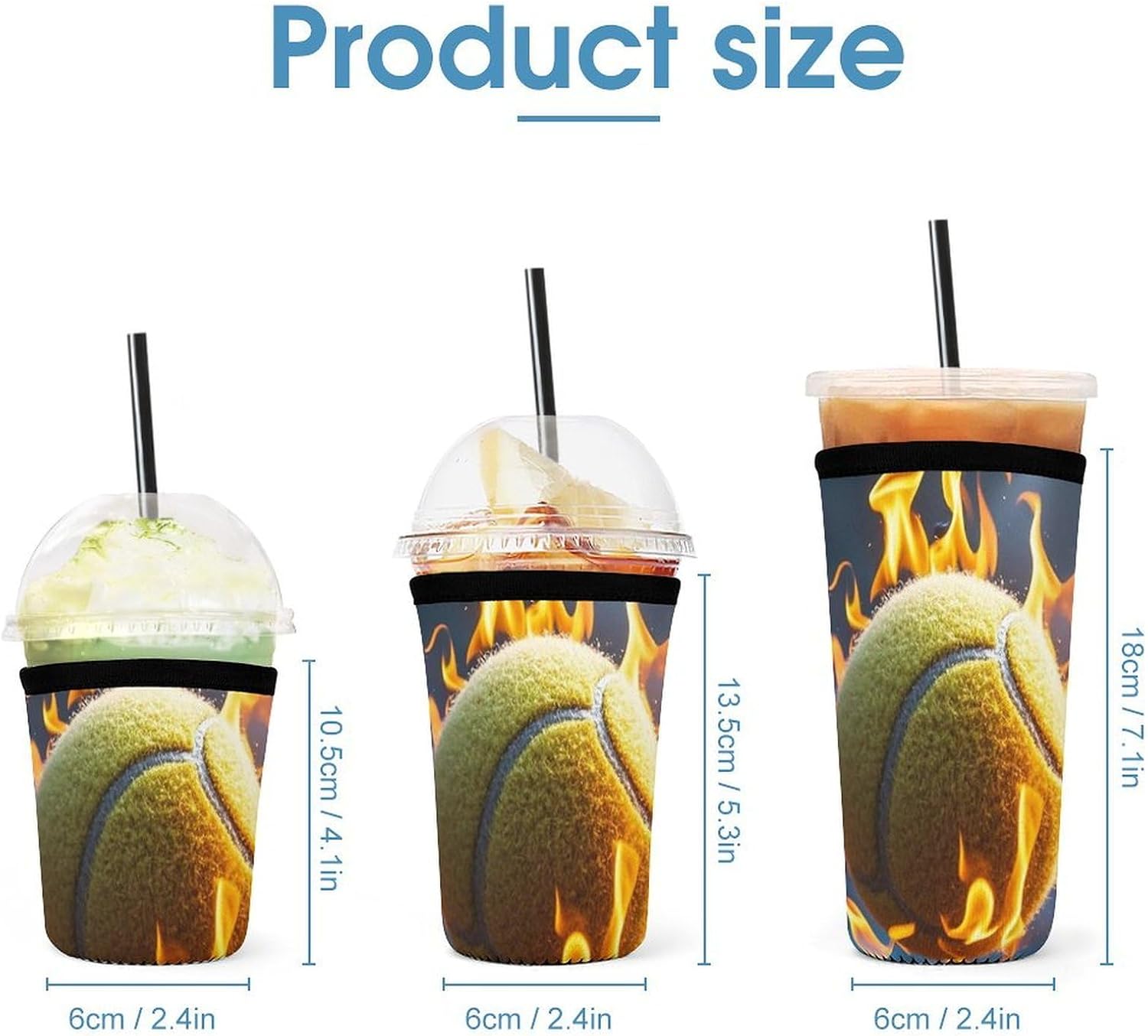 3 Pack Neoprene Cup Sleeves, Stretchy Reusable Drink Cup Cover Universal