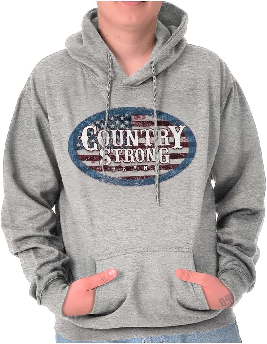 Brisco Brands Country Strong America Flag Patriotic Hoodie Sweatshirt Women Men