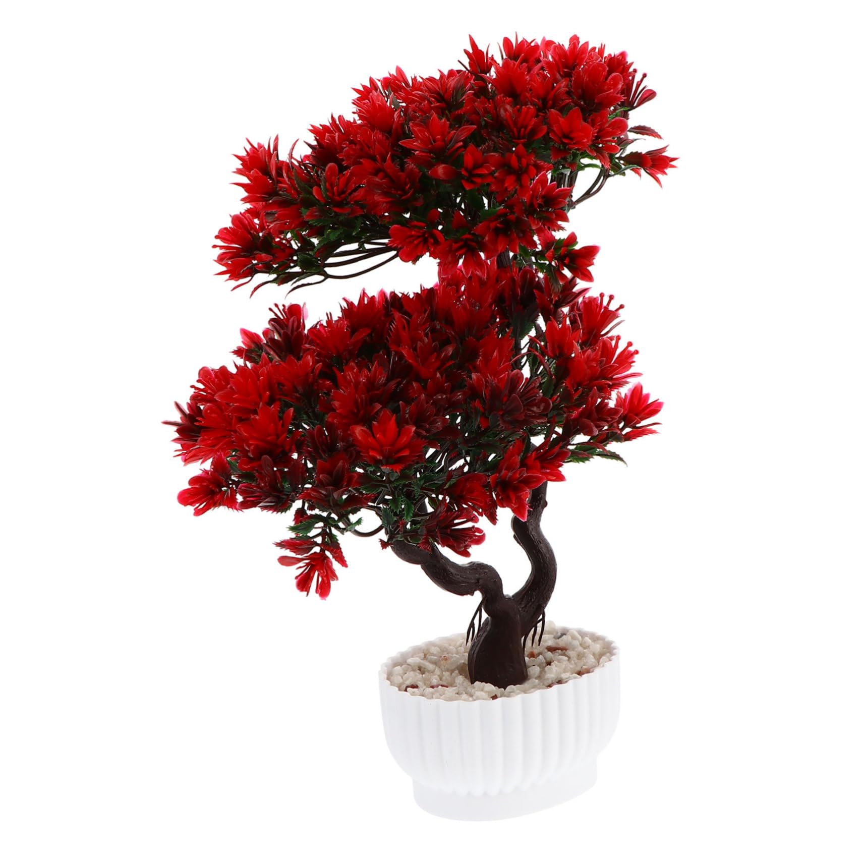 CORHAD 1pc Welcome Pine Flower Potted Plant Desk Decor Live Plants Indoor Fake House Plant Desk Plant Fake Japanese Plants for Pots Faux Boxwood Welcome Song Plastic Office Flowerpot Red