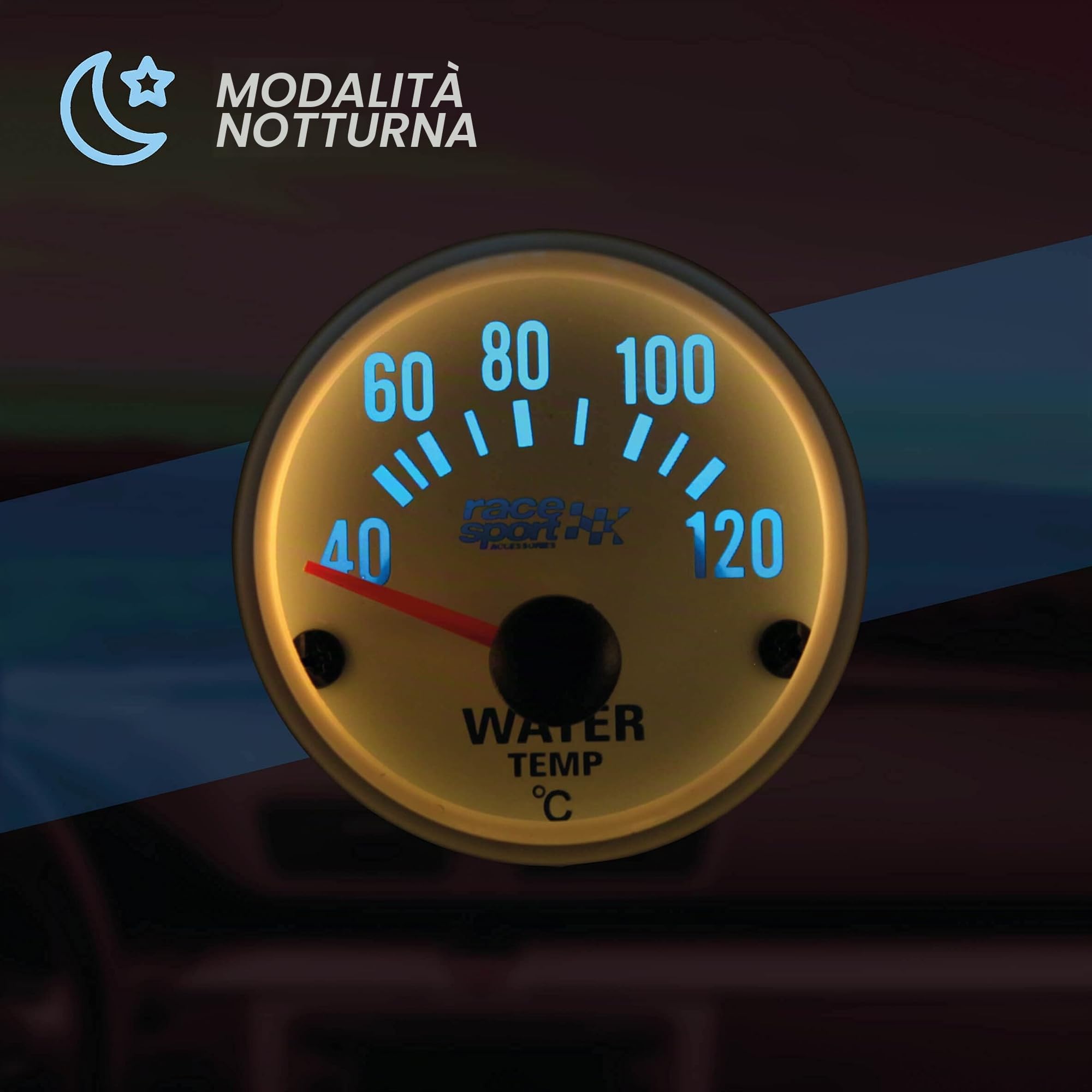 Sumex GAUG504 Race Sport-Manometro acqua temperatura, termometro, 12 V