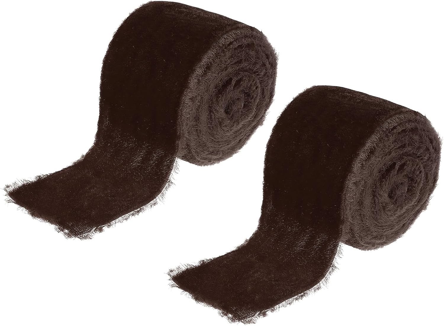 PATIKIL 2 Inch Velvet Ribbon, 2 Roll Total 6 Yard Velvet Frayed Fringe Ribbon for Gift Wrapping Flower Bouquet Wedding Invitations, Brown